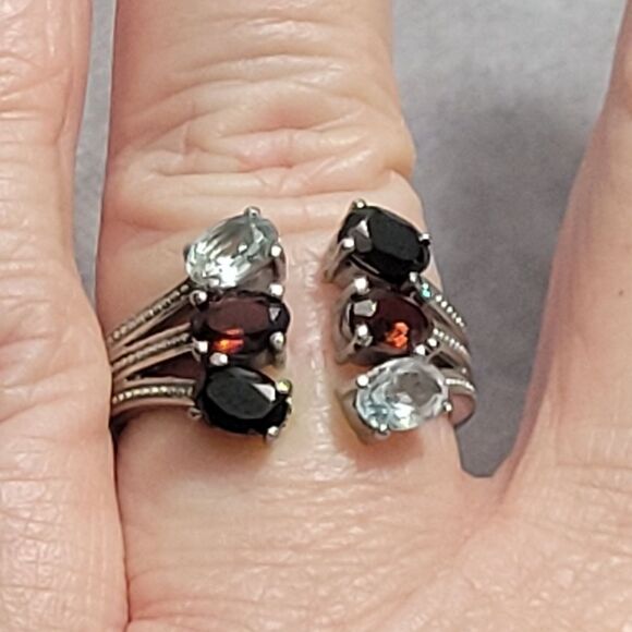 Garnet, Topaz, Spinel Open Band Ring - Picture 6 of 15